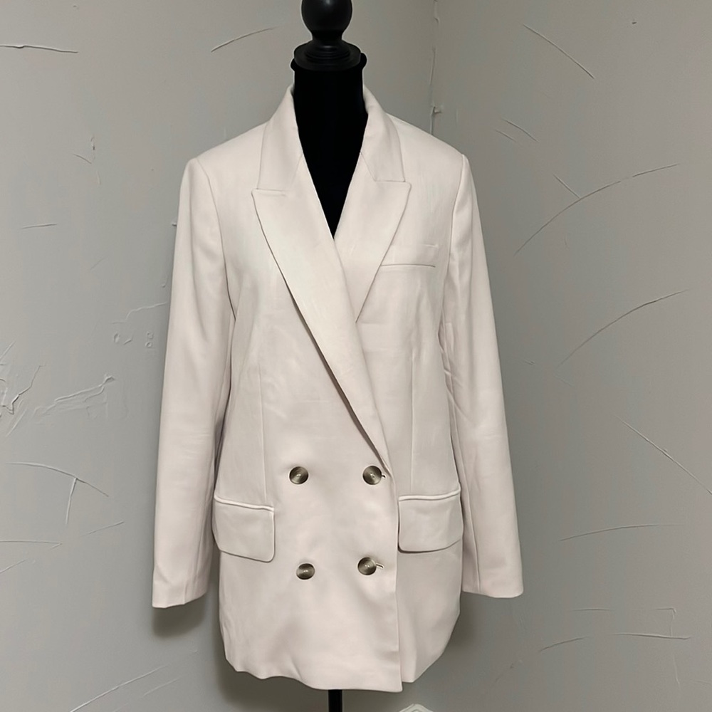 Oversized Double Breasted Cream Blazer Size Médium
